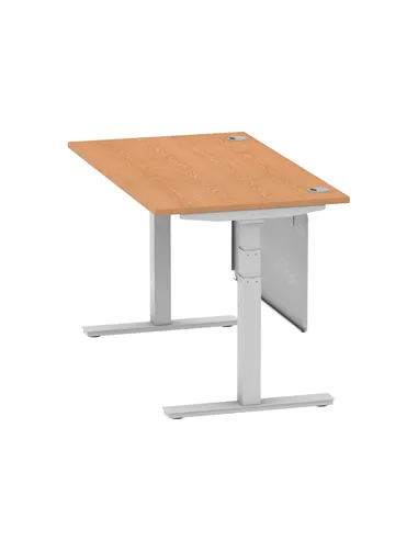 Dynamic Air Modesty 1400 x 800mm Height Adjustable Office Desk Oak Top Cable Ports Modesty Panel HA01338