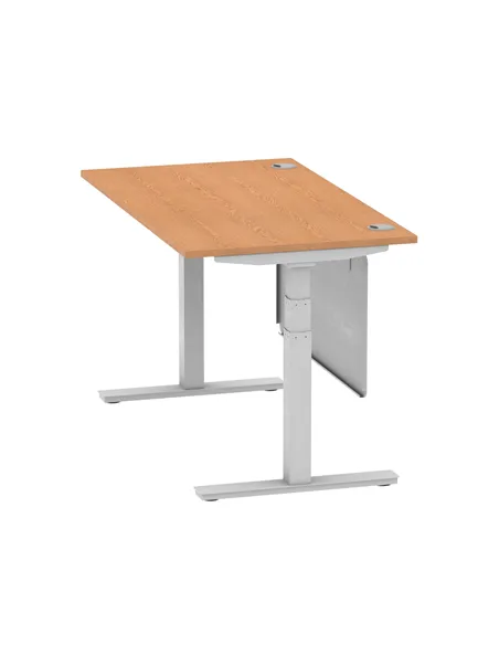 Dynamic Air Modesty 1400 x 800mm Height Adjustable Office Desk Oak Top Cable Ports Modesty Panel HA01338