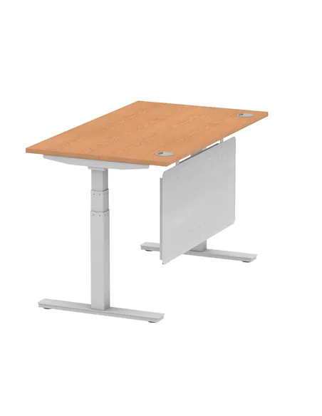 Dynamic Air Modesty 1400 x 800mm Height Adjustable Office Desk Oak Top Cable Ports Modesty Panel HA01338