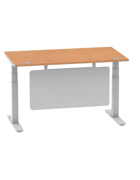 Dynamic Air Modesty 1400 x 800mm Height Adjustable Office Desk Oak Top Cable Ports Modesty Panel HA01338