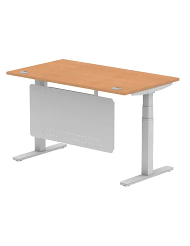 Dynamic Air Modesty 1400 x 800mm Height Adjustable Office Desk Oak Top Cable Ports Modesty Panel HA01338