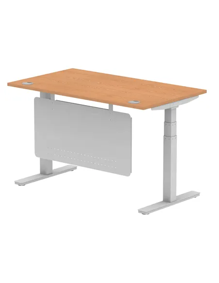 Dynamic Air Modesty 1400 x 800mm Height Adjustable Office Desk Oak Top Cable Ports Modesty Panel HA01338