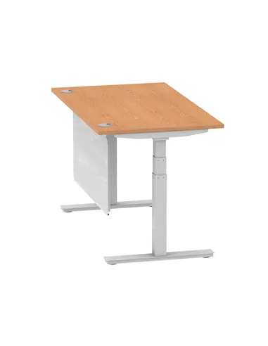 Dynamic Air Modesty 1400 x 800mm Height Adjustable Office Desk Oak Top Cable Ports Modesty Panel HA01338