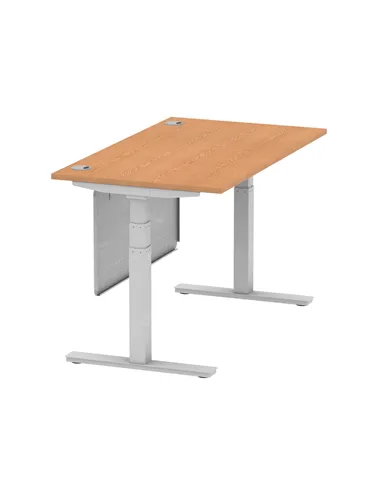 Dynamic Air Modesty 1400 x 800mm Height Adjustable Office Desk Oak Top Cable Ports Modesty Panel HA01338