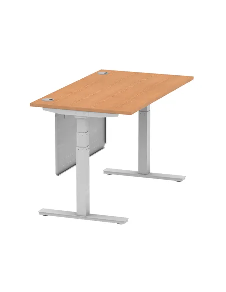 Dynamic Air Modesty 1400 x 800mm Height Adjustable Office Desk Oak Top Cable Ports Modesty Panel HA01338