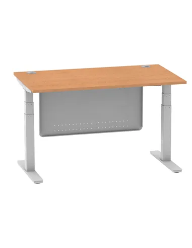 Dynamic Air Modesty 1400 x 800mm Height Adjustable Office Desk Oak Top Cable Ports Modesty Panel HA01338