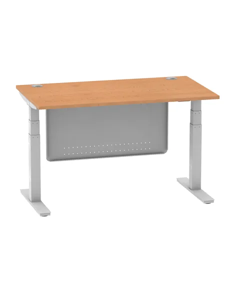 Dynamic Air Modesty 1400 x 800mm Height Adjustable Office Desk Oak Top Cable Ports Modesty Panel HA01338