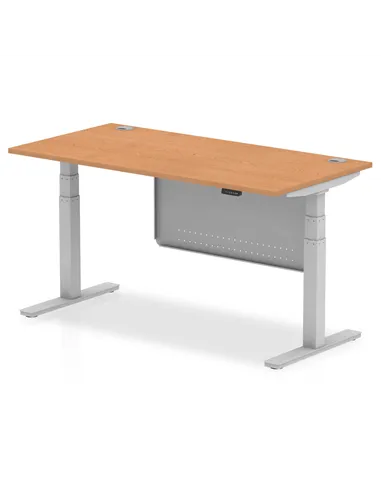 Dynamic Air Modesty 1600 x 800mm Height Adjustable Office Desk Oak Top Cable Ports Modesty Panel HA01339