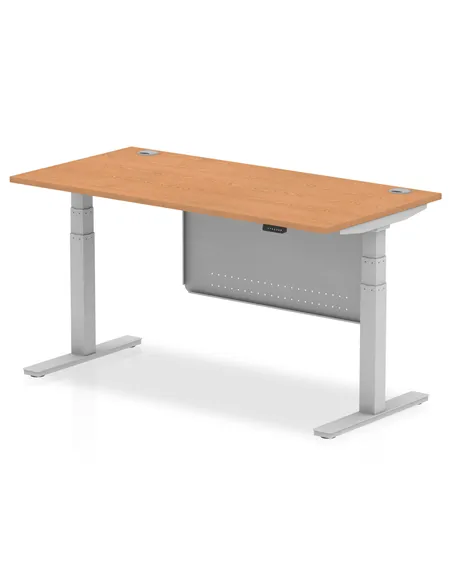 Dynamic Air Modesty 1600 x 800mm Height Adjustable Office Desk Oak Top Cable Ports Modesty Panel HA01339