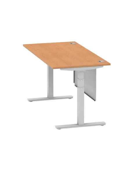 Dynamic Air Modesty 1600 x 800mm Height Adjustable Office Desk Oak Top Cable Ports Modesty Panel HA01339