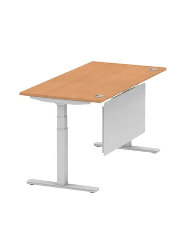 Dynamic Air Modesty 1600 x 800mm Height Adjustable Office Desk Oak Top Cable Ports Modesty Panel HA01339