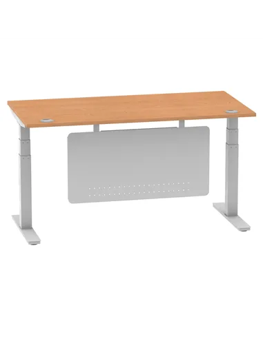 Dynamic Air Modesty 1600 x 800mm Height Adjustable Office Desk Oak Top Cable Ports Modesty Panel HA01339