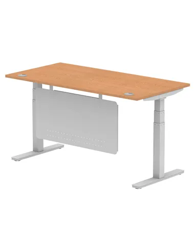 Dynamic Air Modesty 1600 x 800mm Height Adjustable Office Desk Oak Top Cable Ports Modesty Panel HA01339