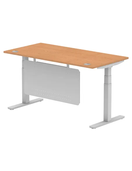 Dynamic Air Modesty 1600 x 800mm Height Adjustable Office Desk Oak Top Cable Ports Modesty Panel HA01339