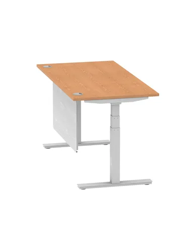 Dynamic Air Modesty 1600 x 800mm Height Adjustable Office Desk Oak Top Cable Ports Modesty Panel HA01339
