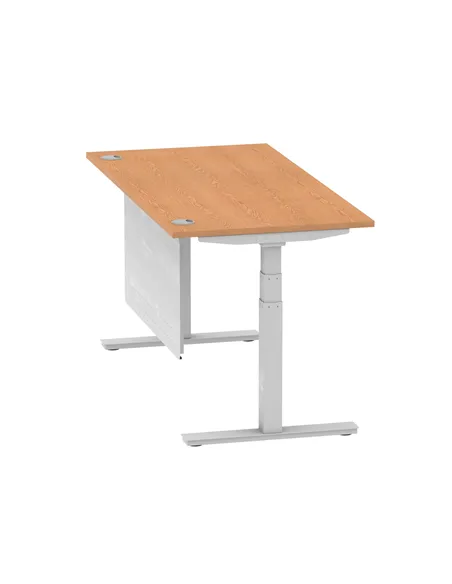 Dynamic Air Modesty 1600 x 800mm Height Adjustable Office Desk Oak Top Cable Ports Modesty Panel HA01339