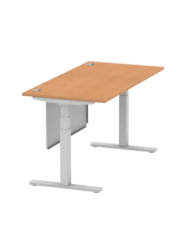 Dynamic Air Modesty 1600 x 800mm Height Adjustable Office Desk Oak Top Cable Ports Modesty Panel HA01339