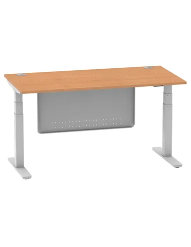 Dynamic Air Modesty 1600 x 800mm Height Adjustable Office Desk Oak Top Cable Ports Modesty Panel HA01339