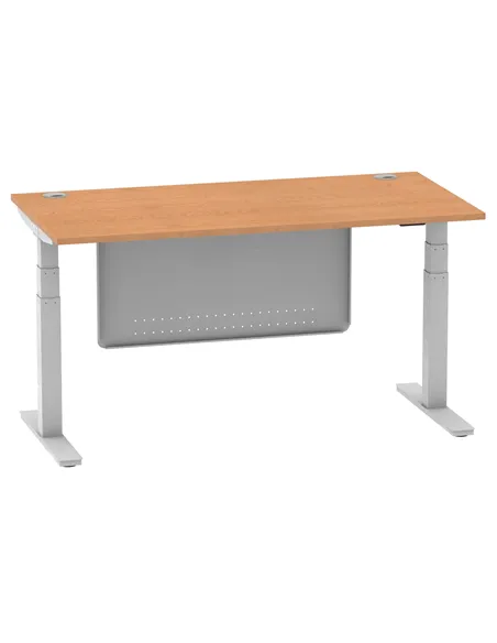 Dynamic Air Modesty 1600 x 800mm Height Adjustable Office Desk Oak Top Cable Ports Modesty Panel HA01339