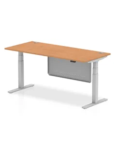 Dynamic Air Modesty 1800 x 800mm Height Adjustable Office Desk Oak Top Cable Ports Modesty Panel HA01340