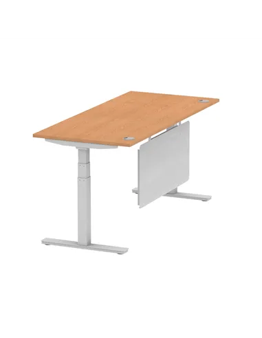 Dynamic Air Modesty 1800 x 800mm Height Adjustable Office Desk Oak Top Cable Ports Modesty Panel HA01340