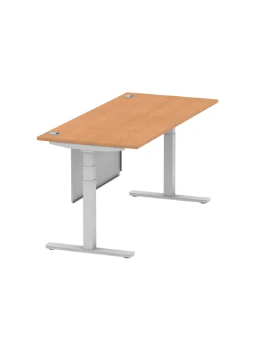 Dynamic Air Modesty 1800 x 800mm Height Adjustable Office Desk Oak Top Cable Ports Modesty Panel HA01340