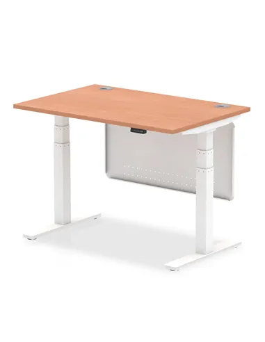 Dynamic Air Modesty 1200 x 800mm Height Adjustable Office Desk Beech Top Cable Ports Modesty Panel HA01341