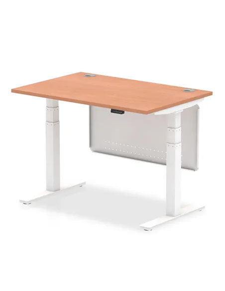 Dynamic Air Modesty 1200 x 800mm Height Adjustable Office Desk Beech Top Cable Ports Modesty Panel HA01341