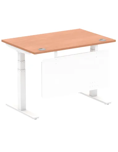 Dynamic Air Modesty 1200 x 800mm Height Adjustable Office Desk Beech Top Cable Ports Modesty Panel HA01341