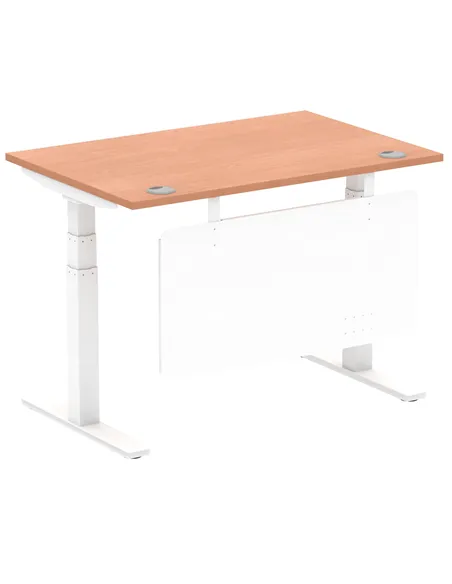 Dynamic Air Modesty 1200 x 800mm Height Adjustable Office Desk Beech Top Cable Ports Modesty Panel HA01341