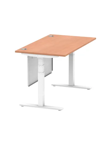 Dynamic Air Modesty 1400 x 800mm Height Adjustable Office Desk Beech Top Cable Ports Modesty Panel HA01342