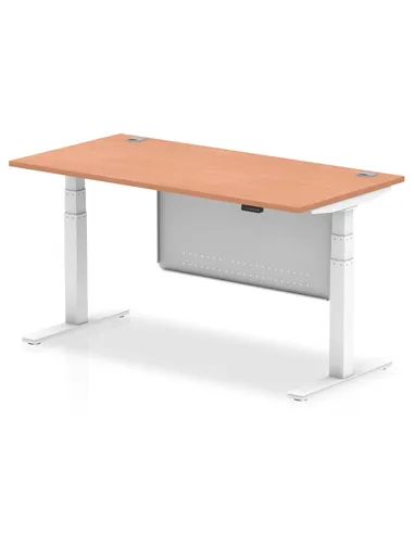 Dynamic Air Modesty 1600 x 800mm Height Adjustable Office Desk Beech Top Cable Ports Modesty Panel HA01343