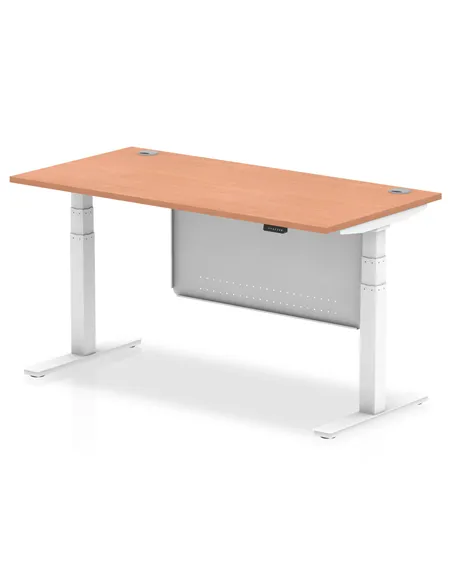Dynamic Air Modesty 1600 x 800mm Height Adjustable Office Desk Beech Top Cable Ports Modesty Panel HA01343