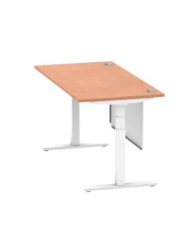 Dynamic Air Modesty 1600 x 800mm Height Adjustable Office Desk Beech Top Cable Ports Modesty Panel HA01343