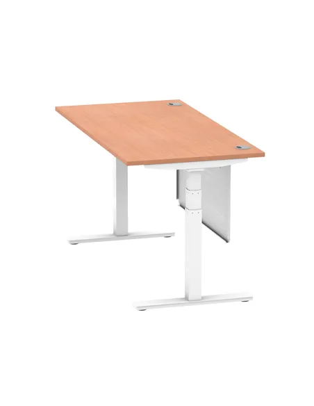 Dynamic Air Modesty 1600 x 800mm Height Adjustable Office Desk Beech Top Cable Ports Modesty Panel HA01343