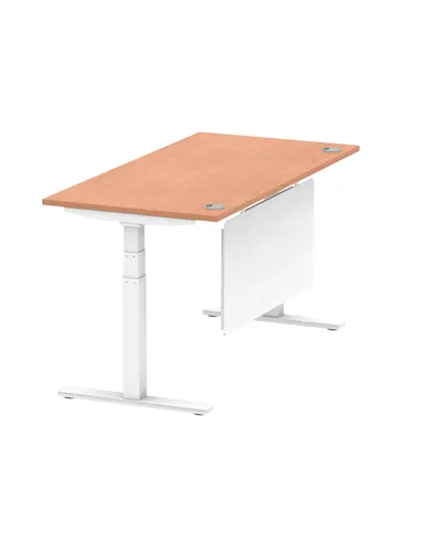 Dynamic Air Modesty 1600 x 800mm Height Adjustable Office Desk Beech Top Cable Ports Modesty Panel HA01343