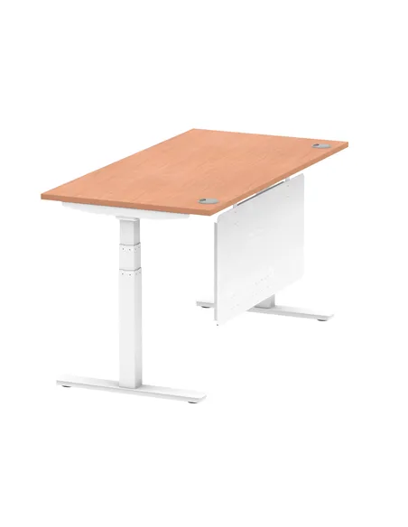 Dynamic Air Modesty 1600 x 800mm Height Adjustable Office Desk Beech Top Cable Ports Modesty Panel HA01343