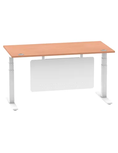 Dynamic Air Modesty 1600 x 800mm Height Adjustable Office Desk Beech Top Cable Ports Modesty Panel HA01343