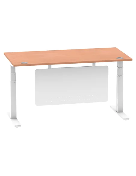 Dynamic Air Modesty 1600 x 800mm Height Adjustable Office Desk Beech Top Cable Ports Modesty Panel HA01343