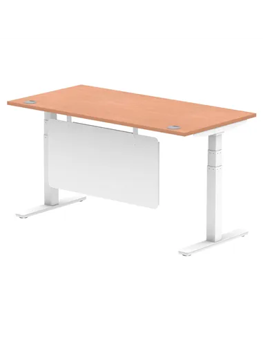 Dynamic Air Modesty 1600 x 800mm Height Adjustable Office Desk Beech Top Cable Ports Modesty Panel HA01343