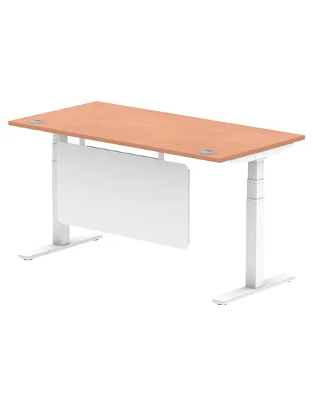 Dynamic Air Modesty 1600 x 800mm Height Adjustable Office Desk Beech Top Cable Ports Modesty Panel HA01343