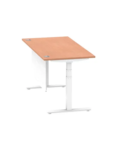 Dynamic Air Modesty 1600 x 800mm Height Adjustable Office Desk Beech Top Cable Ports Modesty Panel HA01343