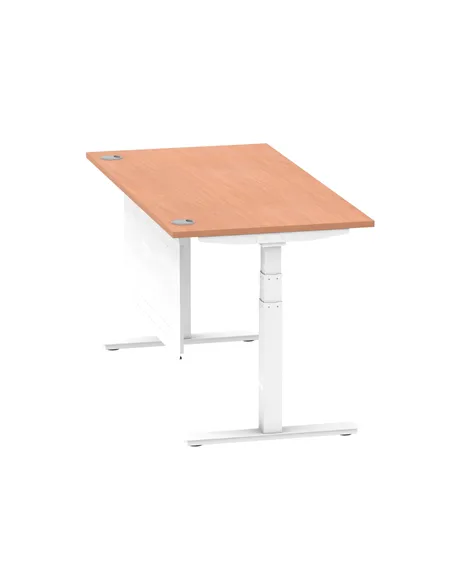 Dynamic Air Modesty 1600 x 800mm Height Adjustable Office Desk Beech Top Cable Ports Modesty Panel HA01343