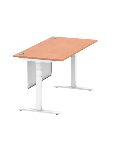 Dynamic Air Modesty 1600 x 800mm Height Adjustable Office Desk Beech Top Cable Ports Modesty Panel HA01343