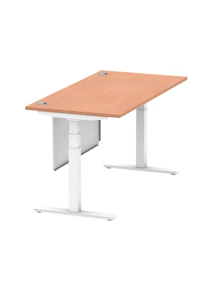 Dynamic Air Modesty 1600 x 800mm Height Adjustable Office Desk Beech Top Cable Ports Modesty Panel HA01343