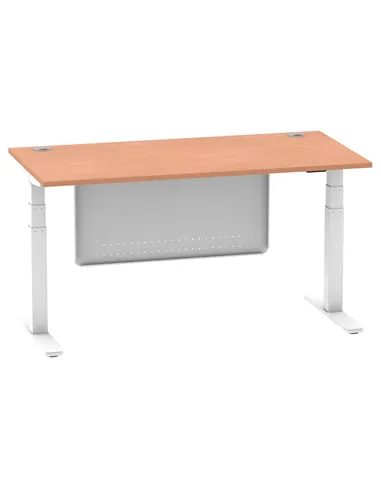 Dynamic Air Modesty 1600 x 800mm Height Adjustable Office Desk Beech Top Cable Ports Modesty Panel HA01343