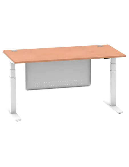 Dynamic Air Modesty 1600 x 800mm Height Adjustable Office Desk Beech Top Cable Ports Modesty Panel HA01343